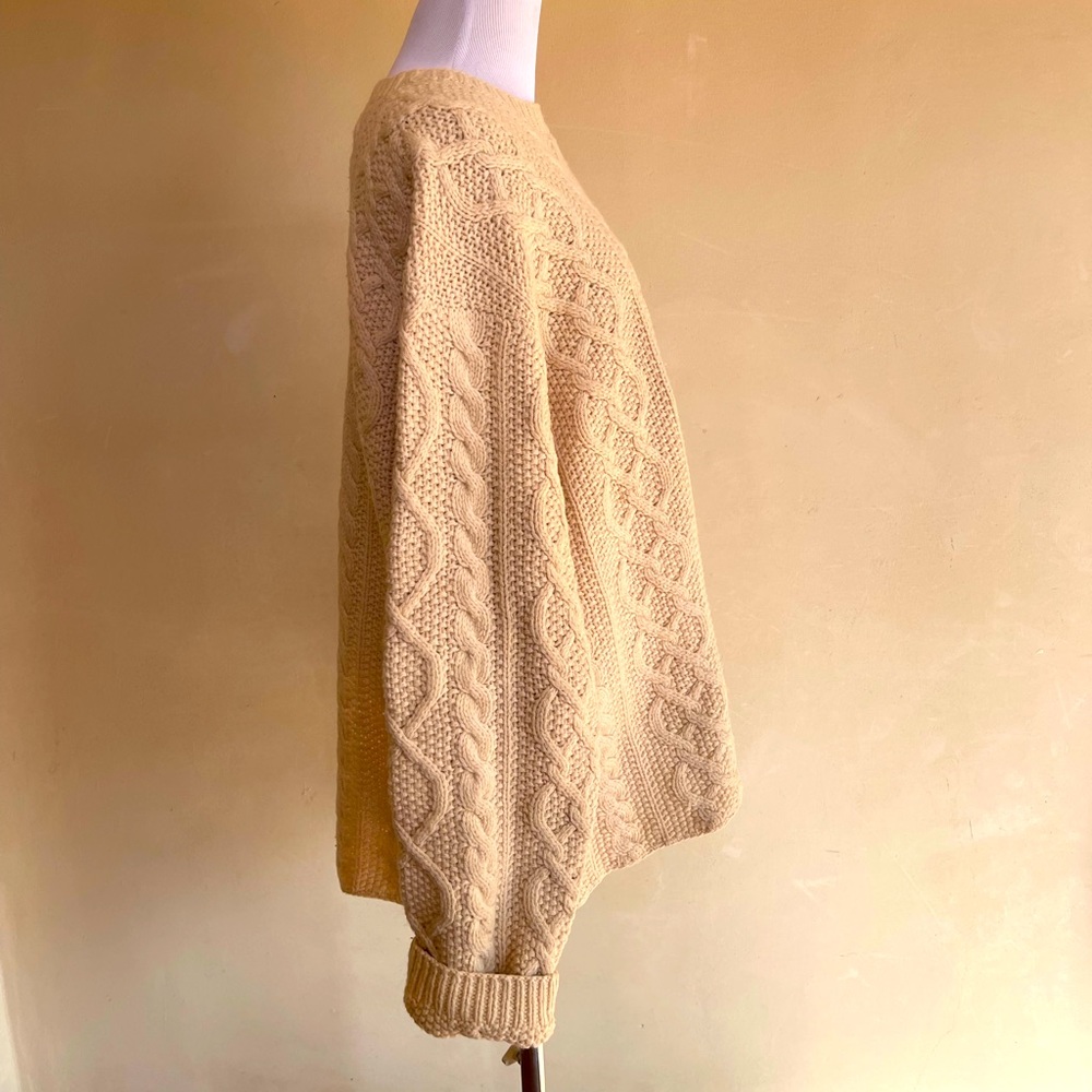 J.CREW Handknit Soft Heavy Preppy 100% Lambs Wool Cable Knit Sweater Men’s Sz XL - Picture 7 of 10